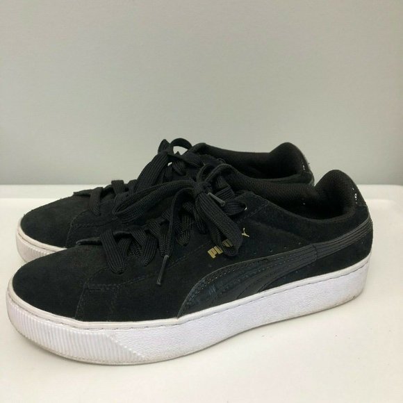 Puma Womens Platform Sneakers Black Suede 8 - Picture 1 of 7